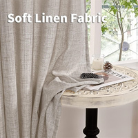 Voilages filtrants en lin et coton mélangé pour salon, couleur naturelle de luxe