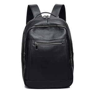 Men's Genuine Leather <b>Backpack</b> Large Capacity <b>20L</b> Black Casual Travel Laptop Bag - Product Image 3