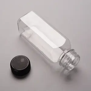 Wholesale <strong>250ml</strong> 350ml 400ml 500ml Plastic Juice <strong>Bottle</strong> Disposable <strong>Pet</strong> Plastic square Shape <strong>Bottle</strong> Custom Transparent <strong>Bottles</strong> - Product Image 4
