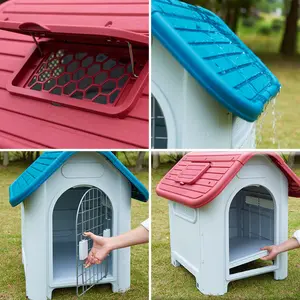 Toptan lüks köpek evi serisi dış mekan kullanımı büyük boy çıkarılabilir yağmur geçirmez plastik evcil hayvan evi pencere