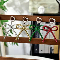 Pendentif Coréen Dongdaemun en Argent, Cœur Nœud Papillon, Breloque de Sac Haut de Gamme Perlée Colorée Électroplaquée, Accessoire Porte-clés