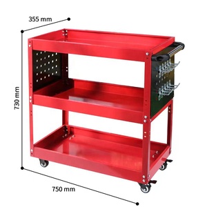 3 raflar ağır iş takımı sepeti programı vagonları endüstriyel çelik alet arabası depolama hizmeti market arabası garaj depo için - Product Image 3