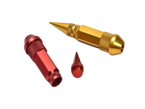 Custom CNC Aluminum Spike Lug Nut, Red Gold Anodized <strong>Wheel</strong> <strong>Bolt</strong> Cover For Auto Modification - Product Image 1