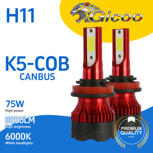 Ampoules de phares LED GICOO K5 80W, sans erreur, Canbus intégré, H11 9005 9006 10000LM, phares de voiture LED haute puissance - Product Image 1