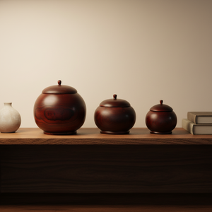 Houten urn voor as, ronde vorm, handgemaakt houten gedenkurn voor crematie en begrafenis - Product Image 5