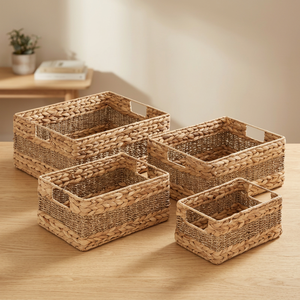 Panier de rangement rustique en jacinthe d'eau écologique, multi-usages, couleur personnalisable, décoration de meubles Glovimex - Grande Vente - Product Image 3