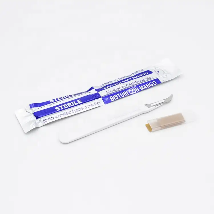 Safety surgical scalpel blades with hand