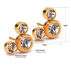 Pendientes de Cristal al por Mayor de China, Pendientes de Zirconia de Acero Inoxidable Chapados en Oro a Precio Económico para Niñas, Pendientes Lindos Estilo Coreano - Product Image 4