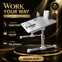 Bureau d'ordinateur portable pliable avec roulettes mobiles pour un déplacement facile pour la lecture, la restauration et le travail - Meubles de maison de style moderne