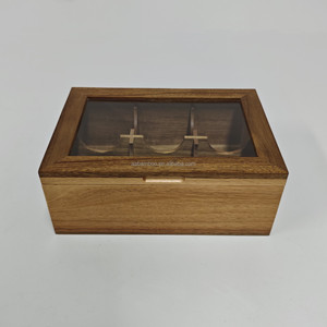 Boîte de rangement à thé en bois d'acacia à 6 compartiments avec logo personnalisé, boîte organisatrice de sachets de thé en bois de luxe avec fenêtre transparente - Product Image 2