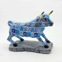 Escultura de Toro de Resina Hecha a Mano y Pintada a Mano, Marca JXF, Estilo Lourdes, Forma Irregular, Adorno Animal, Decoración para el Hogar