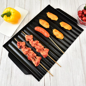 <strong>Grill</strong> <strong>Pan</strong> Square Carbon Steel Non-stick Eco-Friendly Universal Stove Grilling Tray Outdoor Camping BBQ Barbecue Roasting - Product Image 1