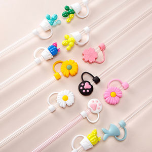 Cubierta <span class=keywords><strong>de</strong></span> paja <span class=keywords><strong>de</strong></span> vidrio <span class=keywords><strong>de</strong></span> 10mm Topper oso cabeza <span class=keywords><strong>de</strong></span> león sol flor cubierta <span class=keywords><strong>de</strong></span> paja queso naranja pajitas reutilizables cubre tapa para taza Stanley - Product Image 1