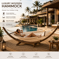 Hamac en bois de luxe moderne avec support, cadre en arc robuste, lit balançoire d'extérieur pour hôtel, villa, mobilier de patio