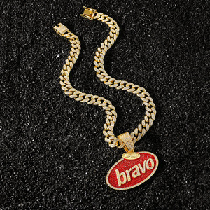 Collar con Colgante de Letra Elíptica de Estilo Hiphop Personalizado, Collares de Aleación para Hombre, Joyería de Moda al por Mayor - Product Image 4