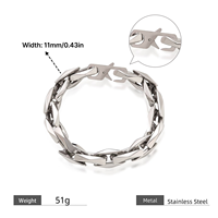 Bracelet à maillons géométriques en acier inoxydable pour hommes, largeur 11 mm, longueur 21 cm, bracelet à maillons épais tendance, fermoir rabattable, vente en gros