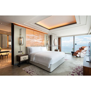 OEM Custom 3 Star Hotel <b>King</b> <b>Size</b> MDF Wood Grain Bed Frame with Bed <b>Sheets</b> Set And Panel Headboard Guest Room Bedroom Furniture - Product Image 2