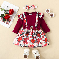 Ensemble de Barboteuses Unisexe pour Nouveau-nés Filles Bodys et Jupes en Tissu Tissé pour la Saison Printemps Automne