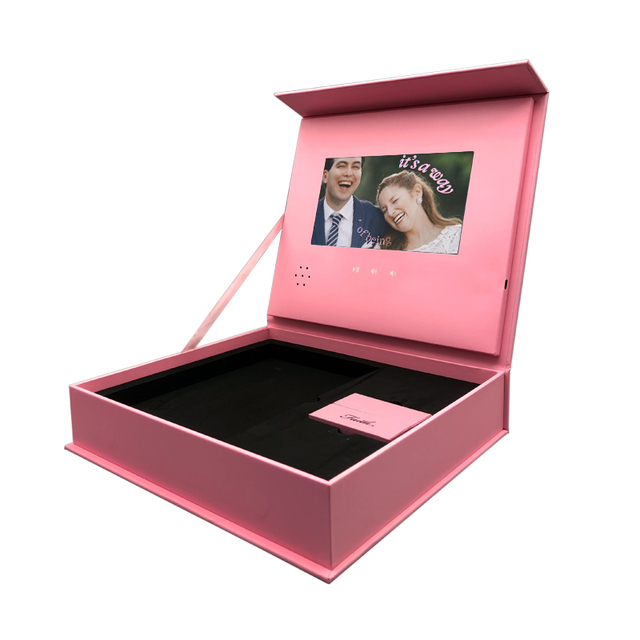 Luxury Makeup LCD Packaging Video Brochure Invitation Gift Box Paper Material Offset Printing Gold Stamping CE ROHS Certified TV