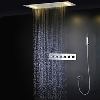 Ensemble de douche à LED pour salle de bain Panneau de pommeau de douche à cascade brumeuse 380x700mm Mélangeur thermostatique Système de robinets inverseur