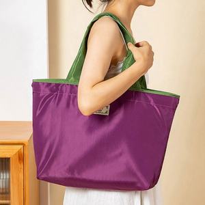 Sac de courses en nylon réutilisable, grand format, design personnalisé 2025, couleur violette, pliable, multicolore - Product Image 3