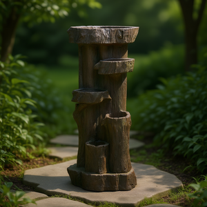 Fuente de agua rústica de 5 niveles de piedra con luz y bomba para decoración de interiores, exteriores, hogar y jardín. - Product Image 2