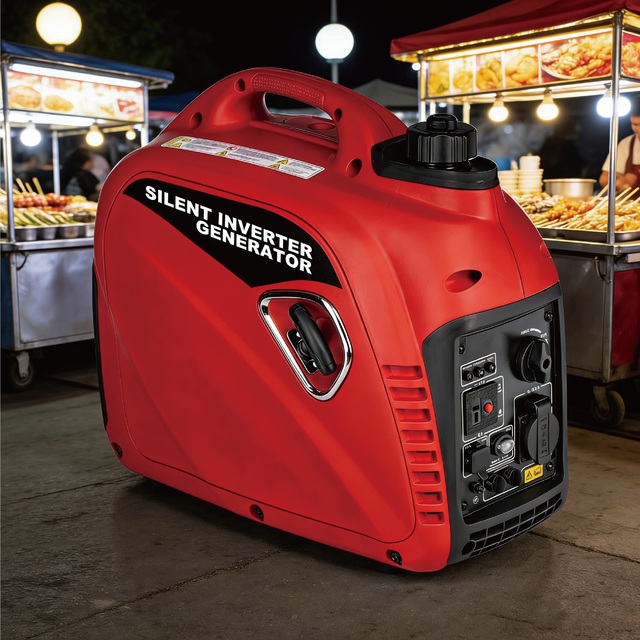 Small 2000W Silent Inverter Generator Featuring Dual AC Outlets + 12V DC for Festival Vendors