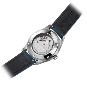 Montre mécanique automatique pour homme Fashion <span class=keywords><strong>Parnis</strong></span> 38 mm, boîtier argenté, bracelet en cuir 20 mm, bracelet en métal, étanche 5 bars - Product Image 5