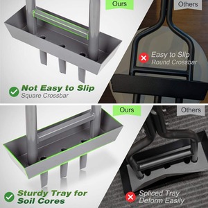 Manual <b>Lawn</b> <b>Aerator</b> Coring <b>Tool</b> with Soil Core Storage Tray 38.2 Inch 3 Tines Carbon Steel Garden <b>Lawn</b> Care <b>Tool</b> - Product Image 6
