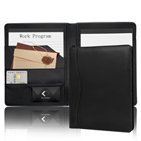 Porte-documents en cuir A5 avec organiseur, classeur pour cartes de visite et documents juridiques, bloc-notes format lettre inclus