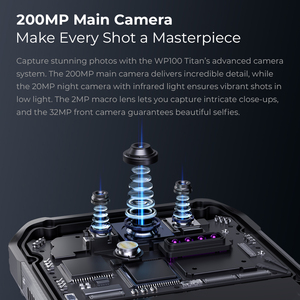 Original Oukitel WP100 TITAN 6.8 pouces 100 Lumens projecteur 33000mAh 16GB RAM 200MP 1200 Lumen Camping lumière 5G téléphone robuste - Product Image 6