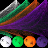 Décoration d'Halloween : Toiles d'araignées artificielles réalistes et extensibles, décor effrayant pour fêtes intérieures et extérieures, maison, jardin, accessoires de vacances
