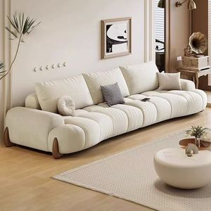 Modular White <b>Set</b> with Thick Sponge Filled Cushions and Smooth Upholstered Surface for Simple Contemporary Decor - Product Image 4