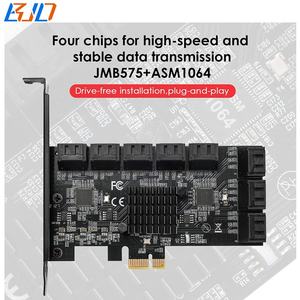 Connettore 16 SATA <span class=keywords><strong>3</strong></span>.0 7pin to PCIE 1X PCIE X1 adattatore scheda di espansione Riser 6Gbps per Hard Disk - Product Image 3