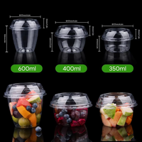 Gobelet à salade de fruits jetable transparent en PET de 350 ml (12 oz) avec couvercle, personnalisable avec logo, qualité alimentaire, conteneur en plastique à emporter, sans BPA