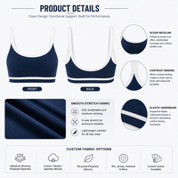 Soutien-gorge de sport personnalisé à biais contrastant, col dégagé, fines bretelles, coussinets amovibles, style rétro, pour entraînement et yoga, crop top, vêtement de sport