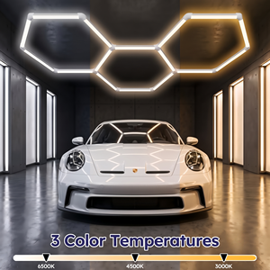 Lampe de plafond LED hexagonale pour garage, design modulaire, 3 températures de couleur (6500K, 5000K, 3500K) pour atelier et salle d'exposition - Product Image 3