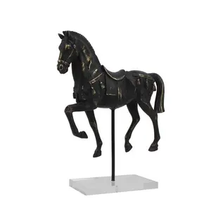 Acrylic Base Metal Stand Decorative Horse Statue Home Crafts Resin Animal Creative Fiberglass For Office Decor