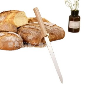 Cuchillo de pan de madera para cortar pan, sierra para cortar pan, herramienta de cocina, cuchillo para tartas, cuchillo de madera dentado para tostadas - Product Image 1