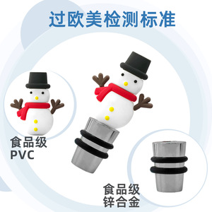 Christmas Snowman Wine Stoppers Aluminum Alloy Silver Color Bottle Sealing Preservation Stopper For Red Wine - Product Image 4