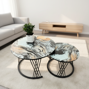 Tavolino da Caffè con Struttura <span class=keywords><strong>in</strong></span> Metallo e Piano <span class=keywords><strong>in</strong></span> <span class=keywords><strong>Vetro</strong></span>, Design Speciale, per Arredamento Casa e Hotel - Product Image 1