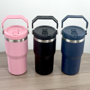 Vaso térmico de acero inoxidable de 20 <span class=keywords><strong>Oz</strong></span>/30 <span class=keywords><strong>oz</strong></span> con pajita superior aislada, botella termo de café y té para aventuras al aire libre - Product Image 5