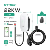 Peralatan Pengisian Daya Kendaraan Listrik Standar Ovrod GB/T 22kW 32A Tiga Fasa Terpasang di Dinding