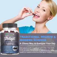 Complément alimentaire en gommes à l'extrait de Shilajit OEM, sans sucre, soutien immunitaire naturel, gommes à la Shilajit pour femmes