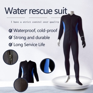 Combinaison de plongée intégrale en néoprène noir et bleu à manches longues avec fermeture éclair sur le devant pour la plongée, la natation, la pêche, imperméable et résistante au froid pour adultes - Product Image 2