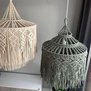 Pantalla de Lámpara Tejida a Mano 100% Algodón Estilo Bohemio, Transpirable, Simple, Multifuncional, Decoración del Hogar, Tela de Vietnam - Product Image 1