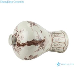 RZSX28 Jingdezhen peinture à la main couleur marron <span class=keywords><strong>grue</strong></span> antique et <span class=keywords><strong>oiseau</strong></span> céramique prune vase chinois - Product Image 5