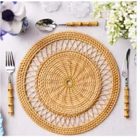 Napperons en osier tissé en rotin bambou sous-verres ronds assiettes de chargeur pour événements de mariage vaisselle décoration de Table à manger