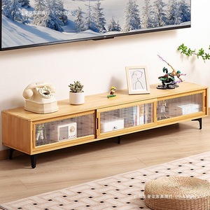 Meuble TV minimaliste moderne en bois, armoire de rangement sur pied pour petit appartement, salon - Product Image 2
