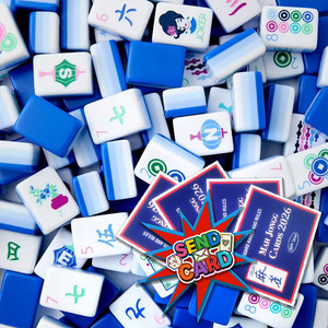 Juego de Mahjong Americana de Lujo Azul Hielo <span class=keywords><strong>Lola</strong></span> Miss Lady Hug para 4 Jugadores, 160 Fichas Modernas de Acrílico Grabadas - Product Image 1
